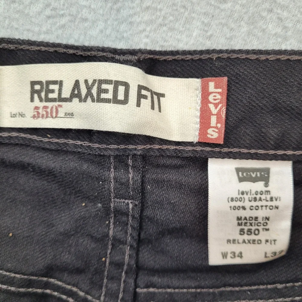 Levi's 550 Relaxed Fit Jeans Mens 34x32 Black Tapered Leg Denim Deadstock Y2K 06